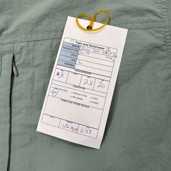 10,000 Ft Above Sea Level Shirt Mens L Button Up Long Sleeve Mint Green Fishing - Picture 6 of 10